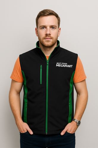 staff uniform vest black and green for Canada supermarket chain
